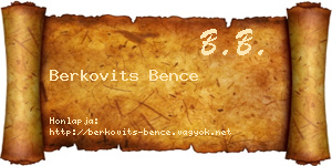Berkovits Bence névjegykártya